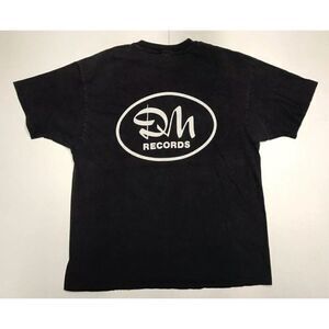 VINTAGE DM Records Label T-shirt Men XL Black 90s Rap Music Single Stitch
